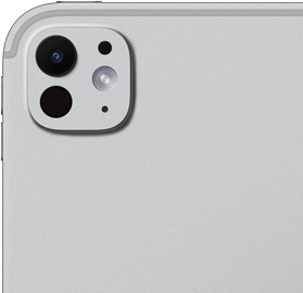 Ezüstszínű
      iPad Pro hátulnézetből, profi kamerarendszer öttagú objektívvel és adaptív True Tone vakuval